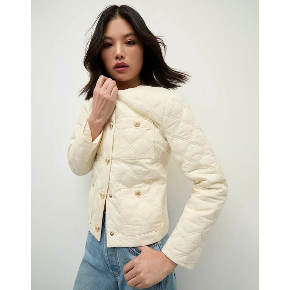 Veronica Beard Shalia Quilted Jacket in Ivory